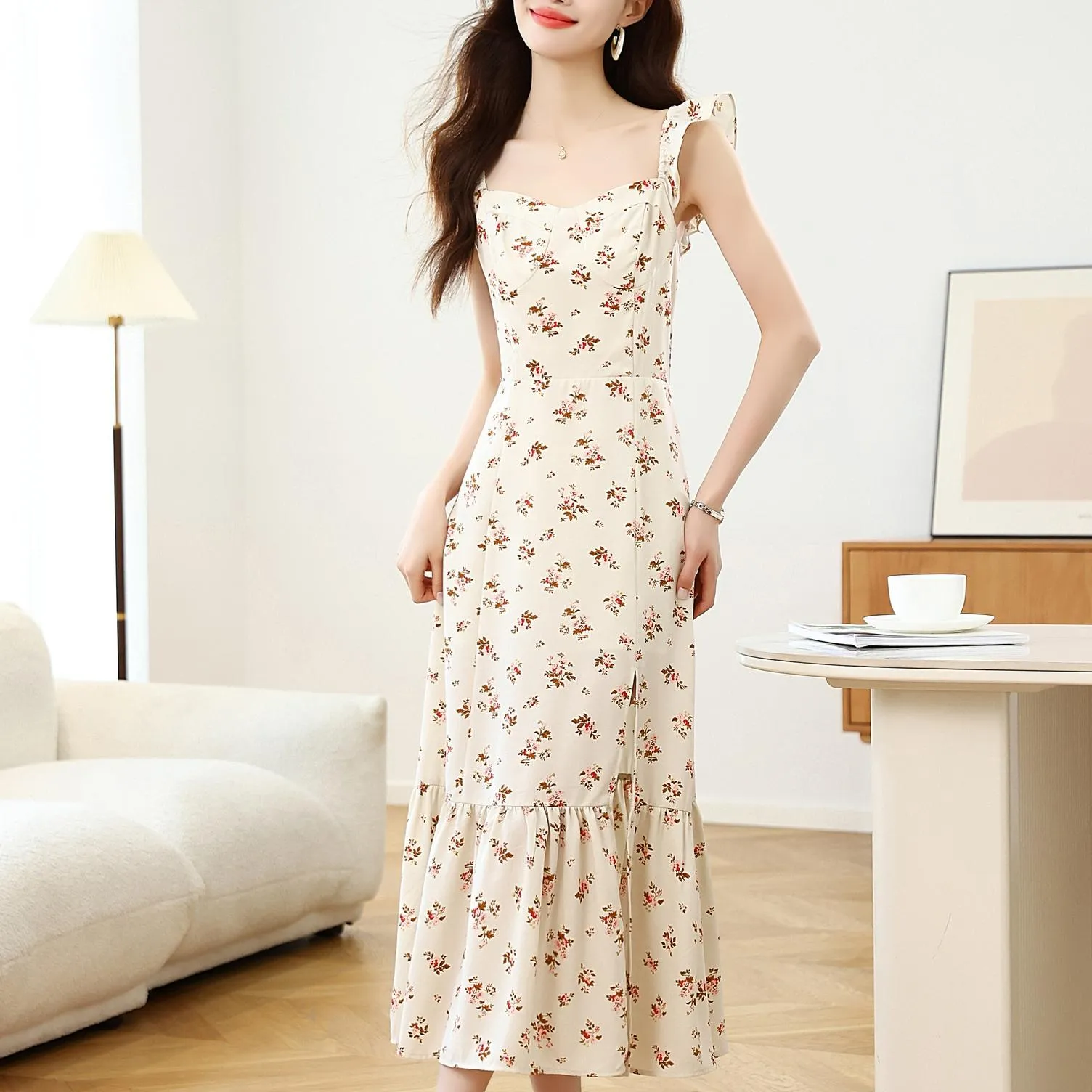 Women's A-Line Chiffon Strappy Cami Dress for Relaxed Getaways