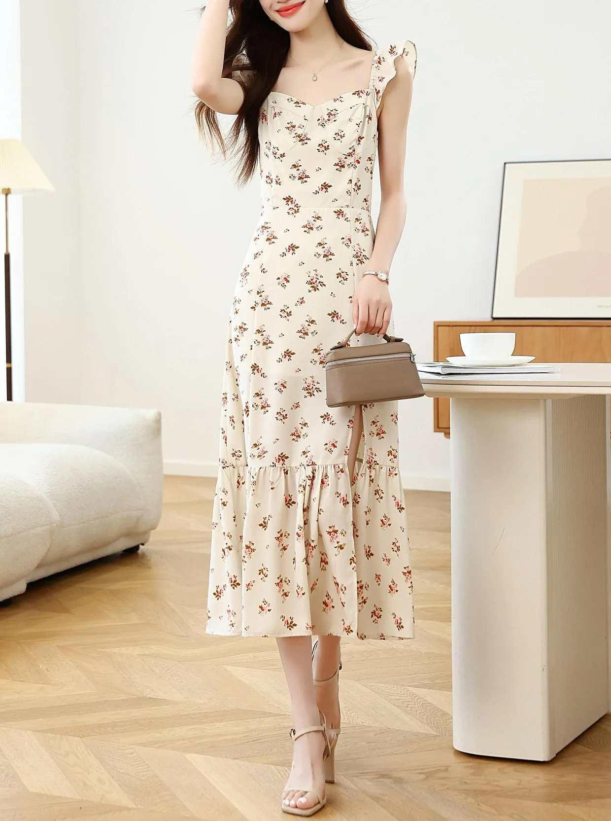 Women's A-Line Chiffon Strappy Cami Dress for Relaxed Getaways