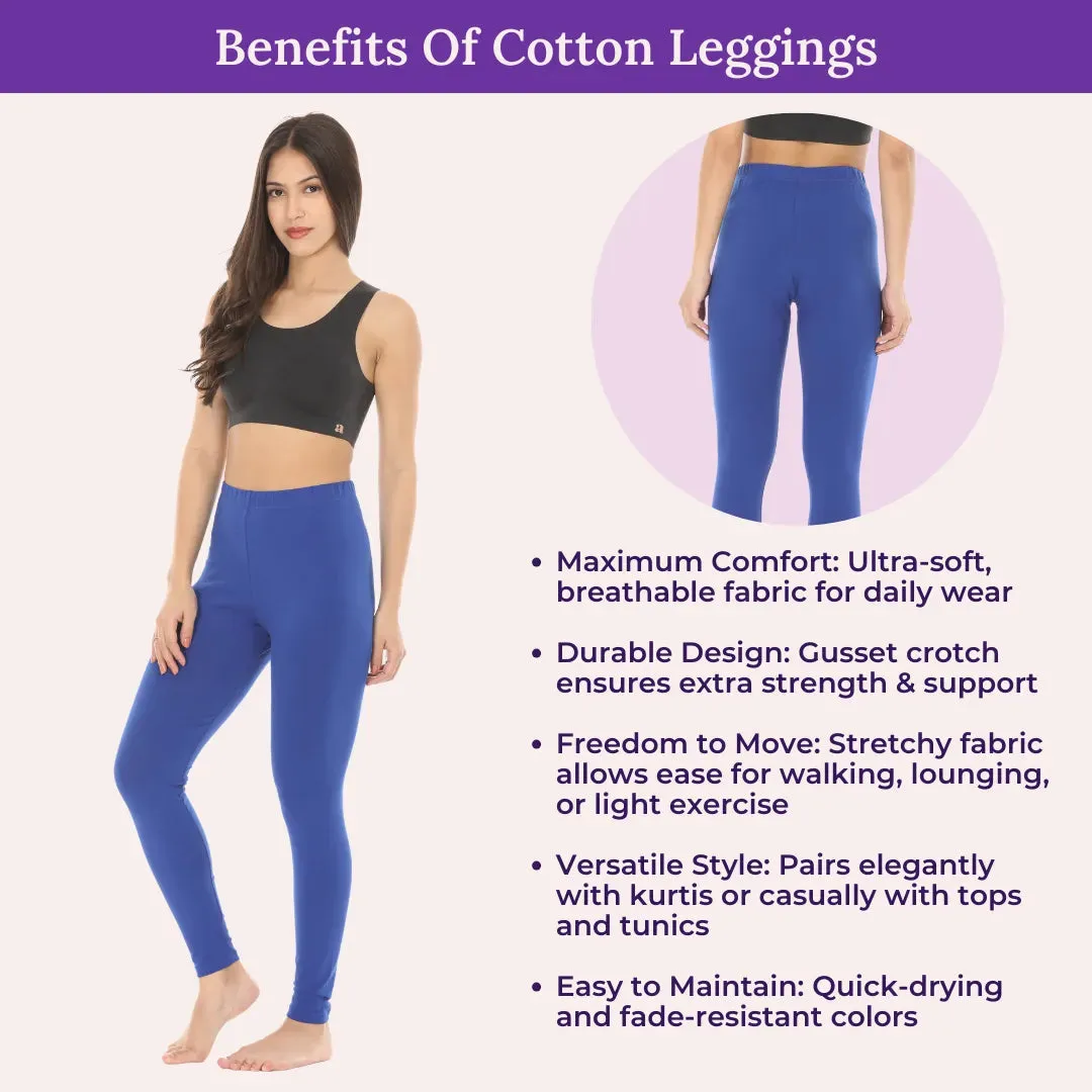 Women's Leggings | High Waist | Ankle Length | Cotton-Elastane Blend | Non-See-Through | Gusset Crotch Prevents Ripping