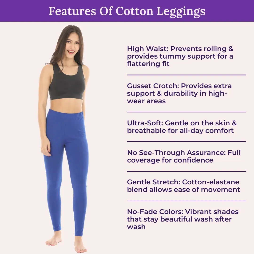 Women's Leggings | High Waist | Ankle Length | Cotton-Elastane Blend | Non-See-Through | Gusset Crotch Prevents Ripping