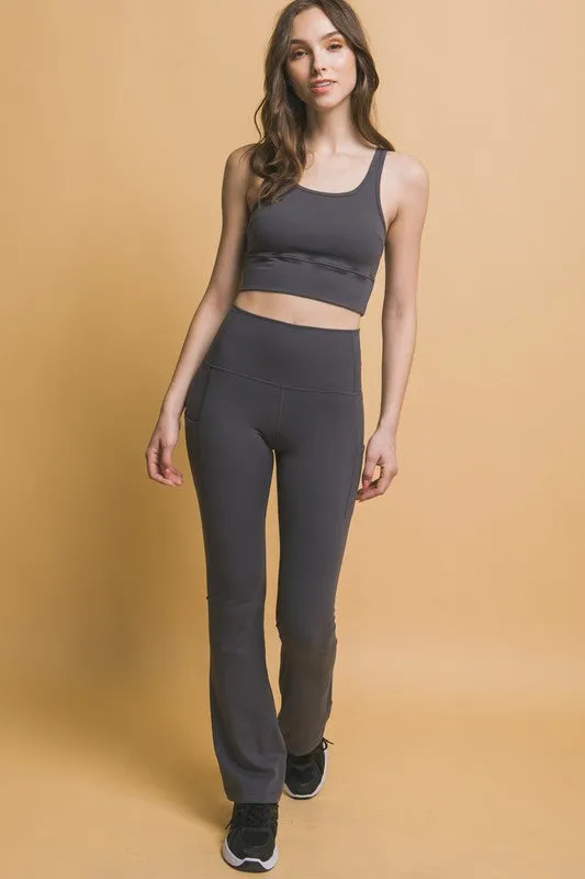 Women's Love Tree High Waist Flare Leggings with Side Pockets