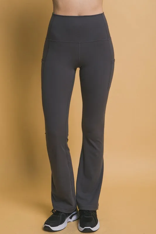 Women's Love Tree High Waist Flare Leggings with Side Pockets
