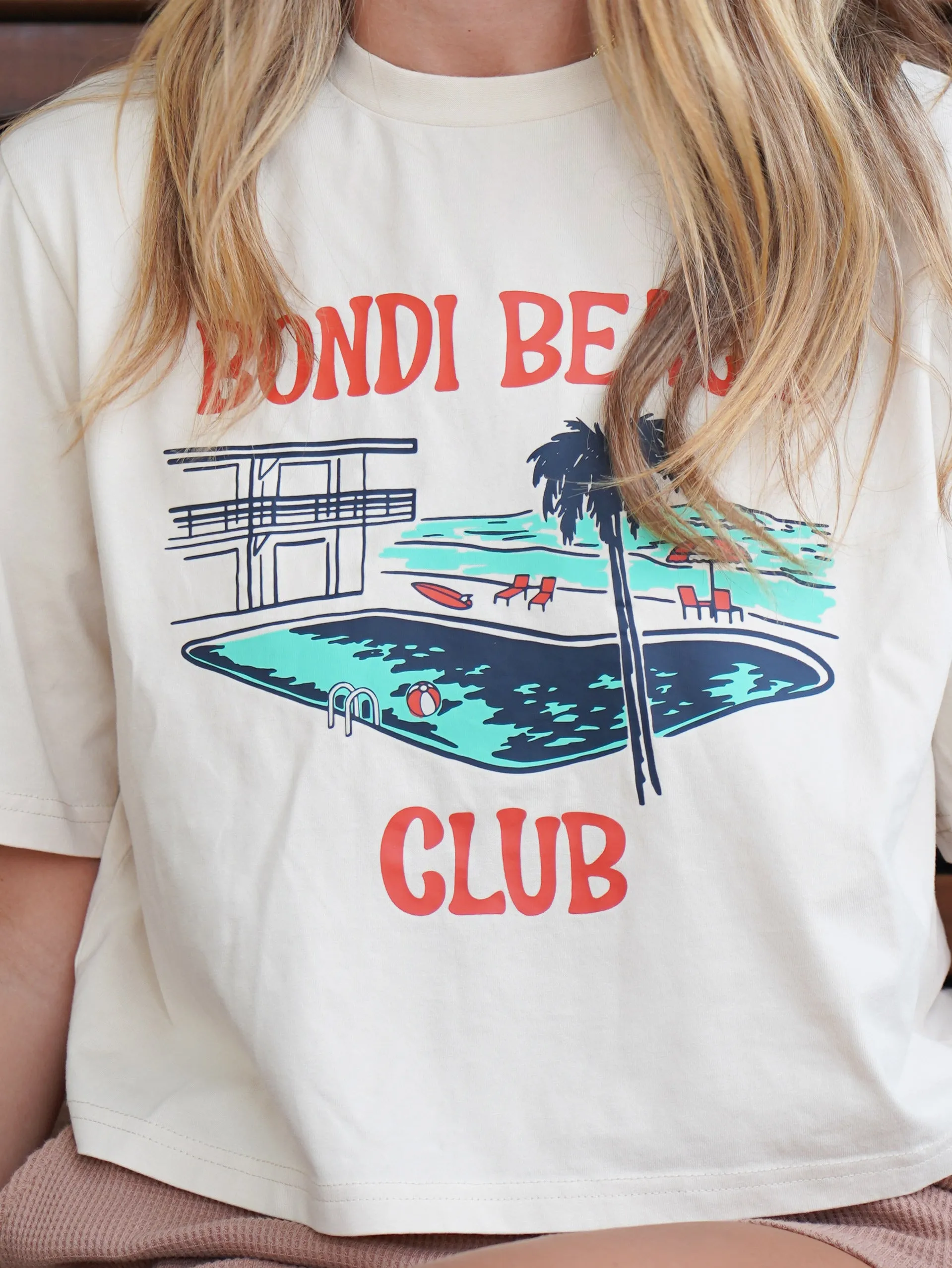 Women's Pool Deck Crop Tee (Light Taupe)