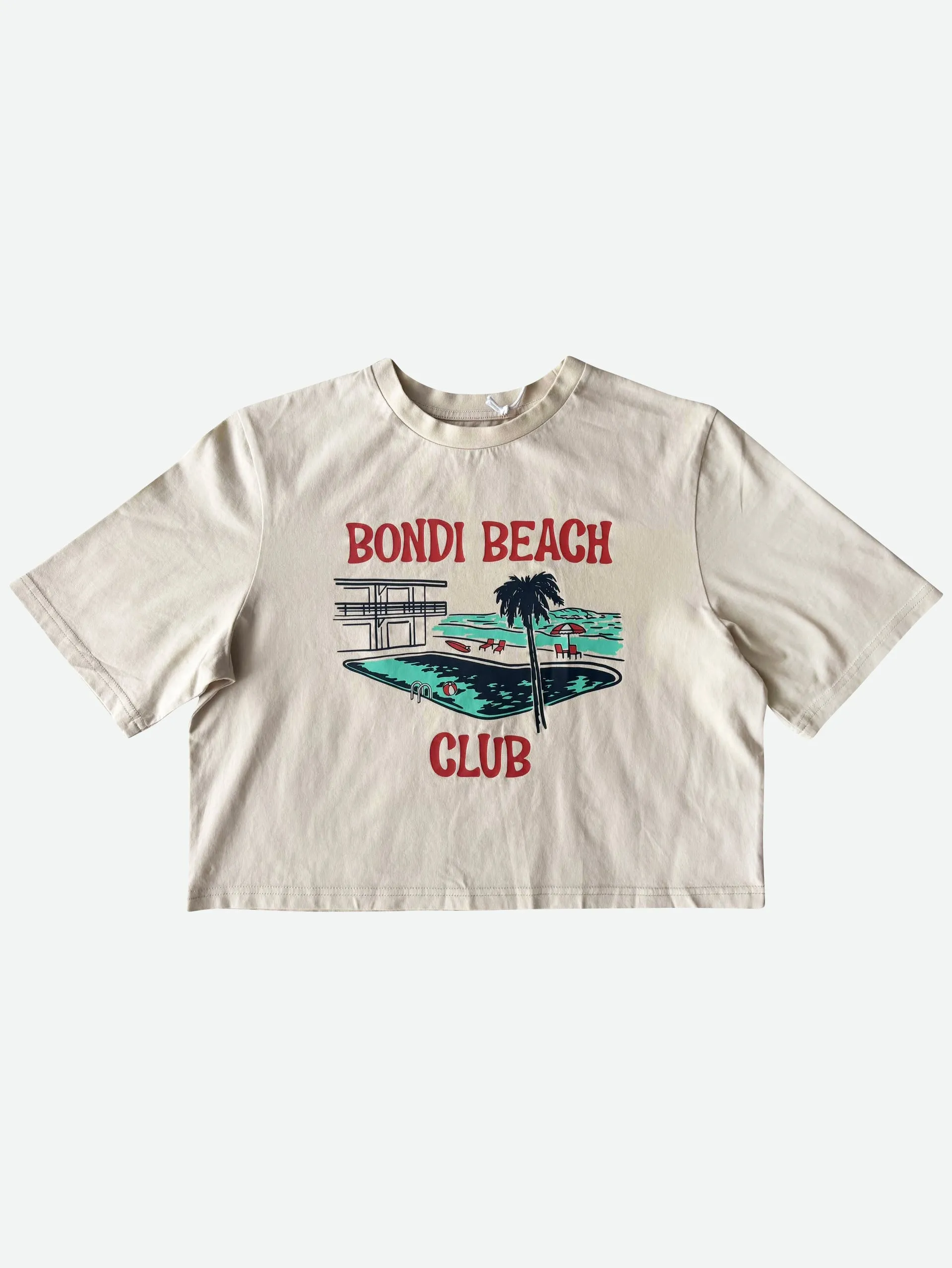Women's Pool Deck Crop Tee (Light Taupe)