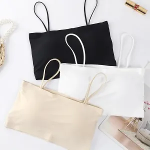 Women's Seamless Sexy Crop Top - Summer Backless White Strap Tank Tops