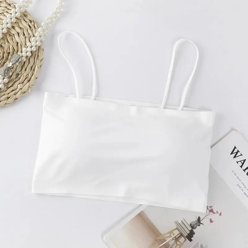 Women's Seamless Sexy Crop Top - Summer Backless White Strap Tank Tops