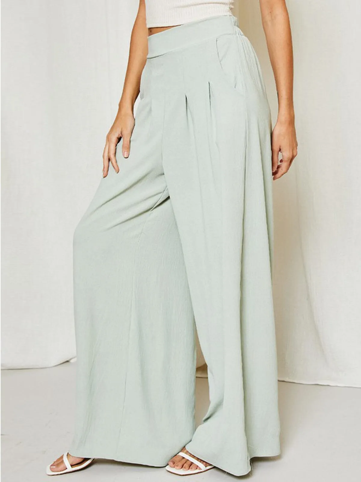 WOMEN'S WIDE LEG PLEATED PANTS