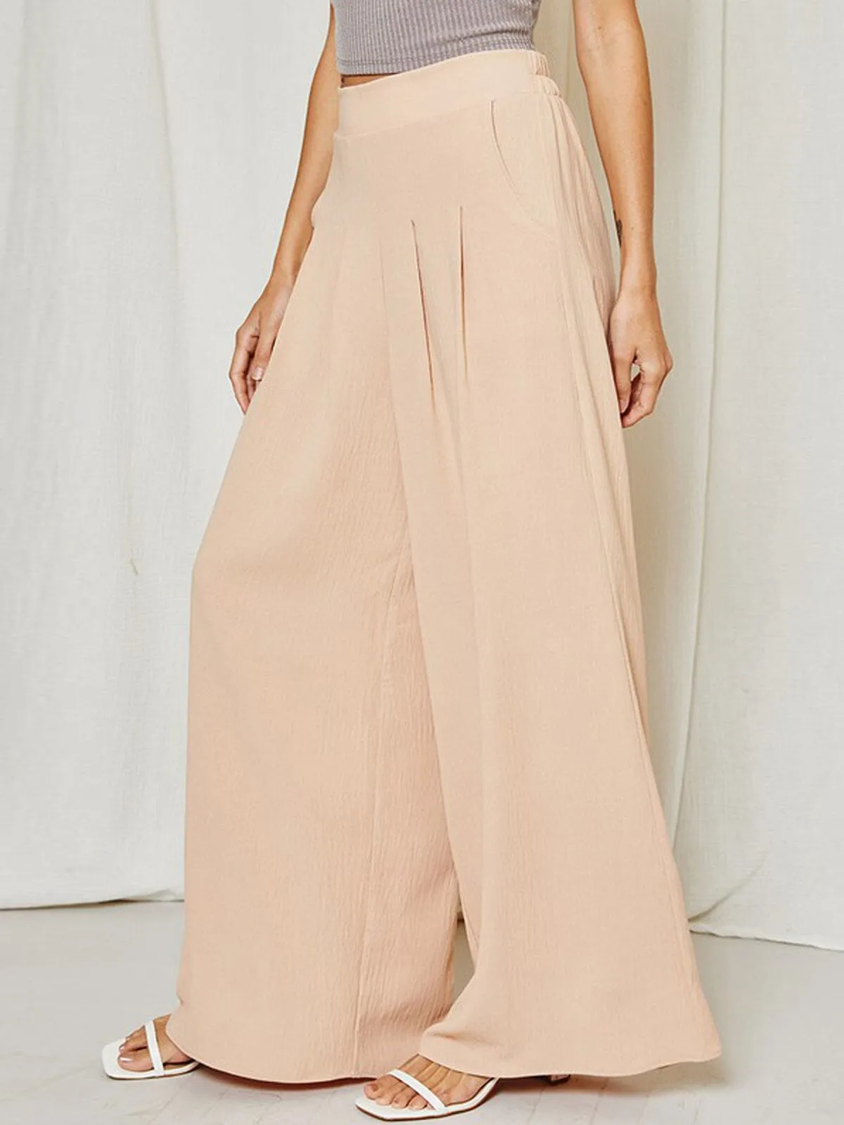 WOMEN'S WIDE LEG PLEATED PANTS