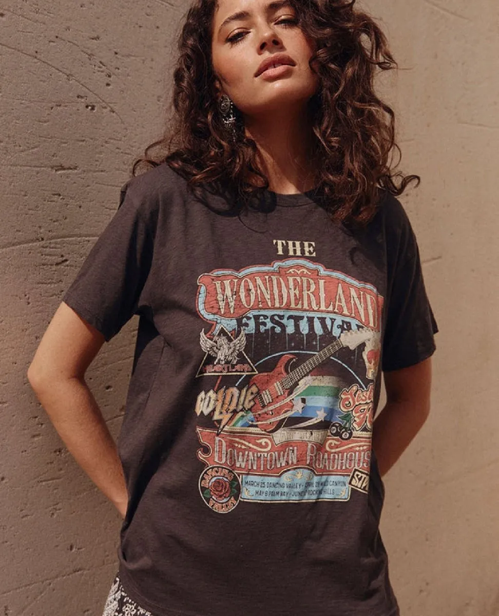 Wonderland Biker Tee Charcoal