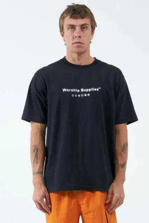 WORSHIP SUPPLIES PERIODIC TEE - WORN BLACK