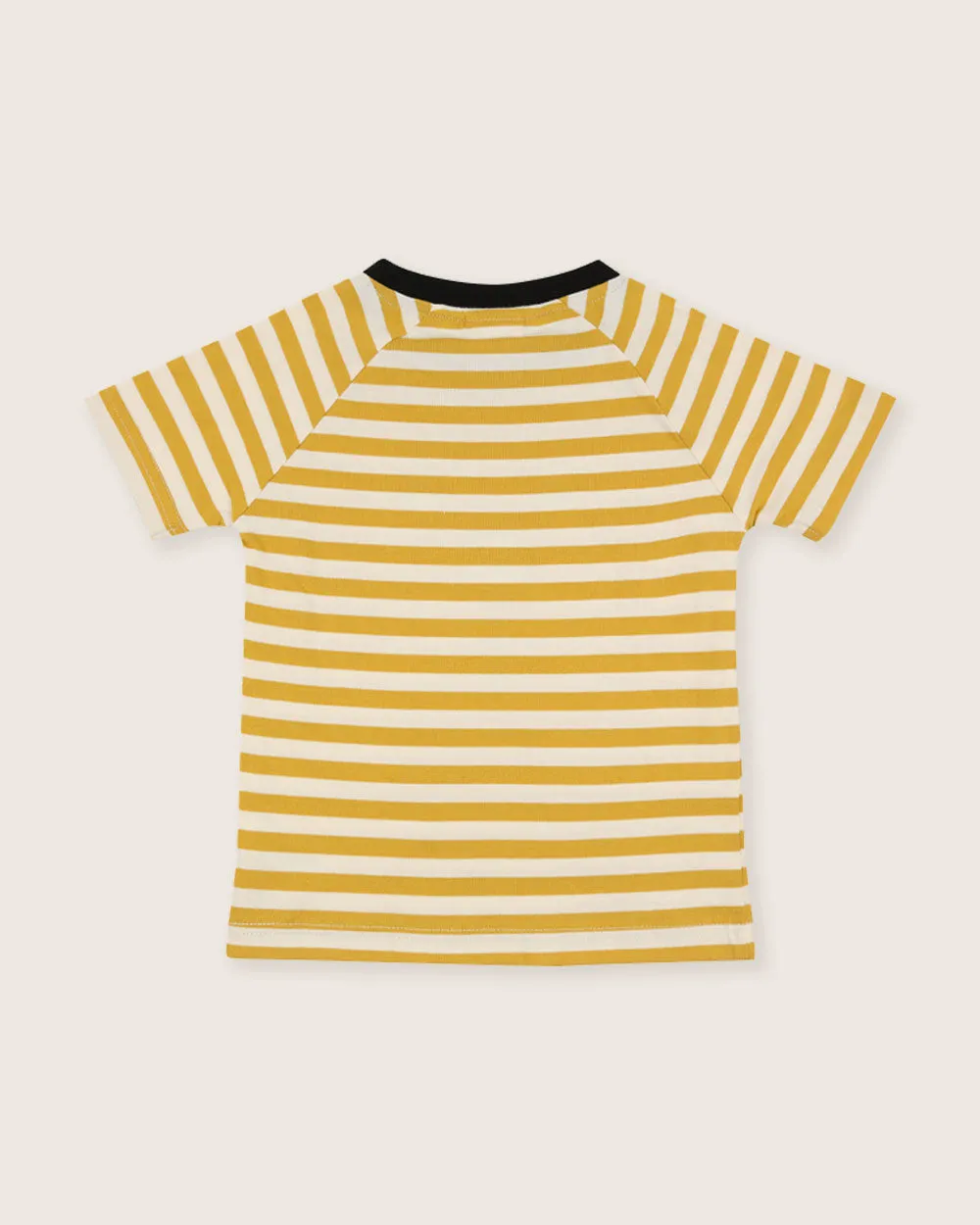 Yellow Bear Face Stripe Print T-Shirt