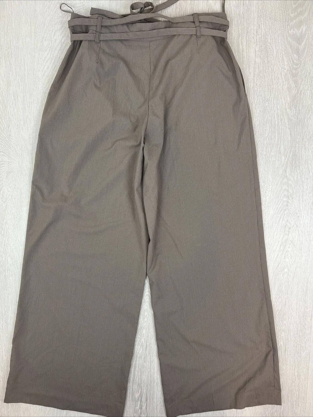 Zara Womens Brown Pin Stripe Wide-Leg Dress Pants Size Large