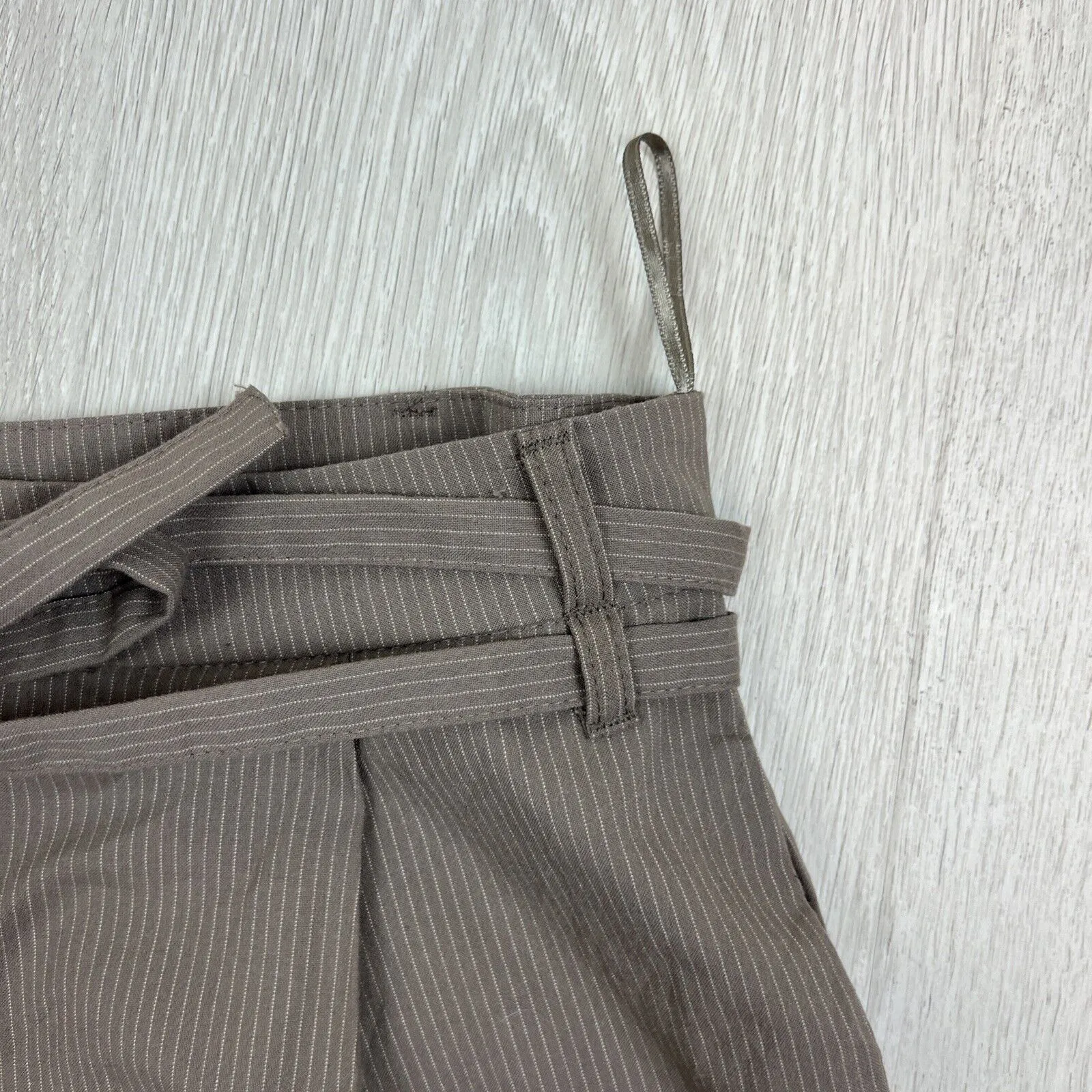 Zara Womens Brown Pin Stripe Wide-Leg Dress Pants Size Large