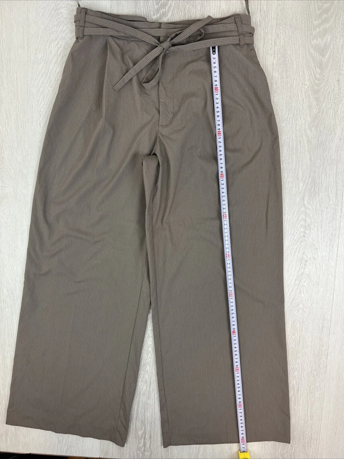 Zara Womens Brown Pin Stripe Wide-Leg Dress Pants Size Large