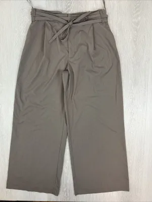 Zara Womens Brown Pin Stripe Wide-Leg Dress Pants Size Large