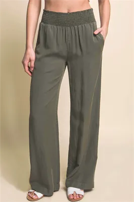 Ziggy Smocked Waist Wide Leg Pant (Assorted)