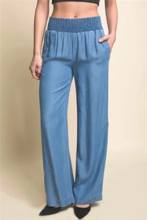 Ziggy Smocked Waist Wide Leg Pant (Assorted)