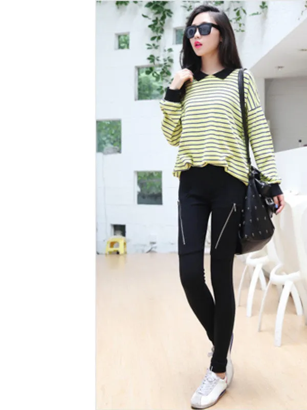zipper pockets skinny leggings