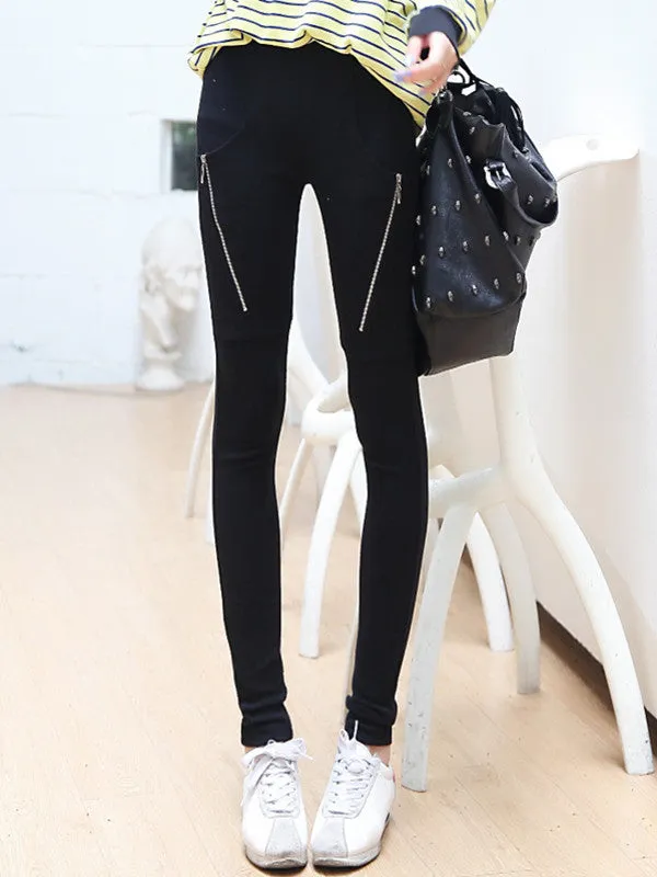 zipper pockets skinny leggings