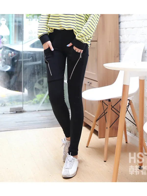 zipper pockets skinny leggings