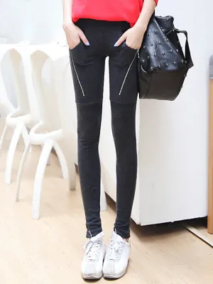 zipper pockets skinny leggings